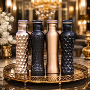 Diamond 100% Pure <b>Copper</b> Gold 750ml Leakproof Lid Classic Antique Creations Water <b>Bottle</b> for Drinking Ayurvedic Use Microwave - Product Image 2