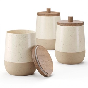 Bocal de rangement élégant en céramique avec couvercle à poignée sculptée, texture cannelée, hermétique, pour cuisine, organisateur décoratif de comptoir - Product Image 6