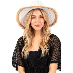 Cappello da Sole in Paglia Bicolore per Donne con Bordo Sfrangiato Stile T-Shirt - Product Image 4