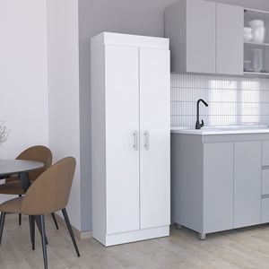 Armadio Dispensa a 2 Ante Nepal, Design Salvaspazio con Ripiani Multipli per Organizzazione Cucina - Product Image 1