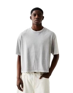 T-shirt court oversize personnalisé avec logo pour homme, style streetwear, 100 % coton épais, écologique, respirant, épaules tombantes, coupe carrée - Product Image 2