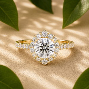 Anillos Clásicos de Diamantes Cultivados en Laboratorio con Corte Halo Redondo, Oro de 14k, Anillo de Compromiso y Boda, Certificado IGI, Fabricante de Joyería Nupcial Personalizada - Product Image 1