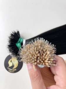 Nano Ring Bone Straight Hair <b>Extensions</b> Black and 613 Blonde Human Hair Silky Straight Nano <b>Beads</b> 100% Vietnamese Human Hair - Product Image 2