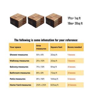 30 PCS <b>Interlocking</b> Checker Pattern Deck <b>Tiles</b> 12\" X 12\" Square Yellow Acacia Hardwood for Outdoor Flooring Patio Bancony Po - Product Image 5