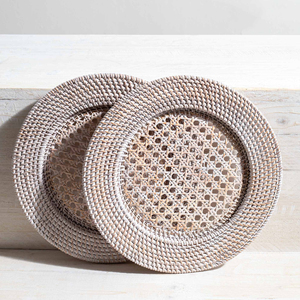 Wedding table decor supplies green rattan charger plates woven chargers cheap cost <b>placemats</b> - Product Image 5