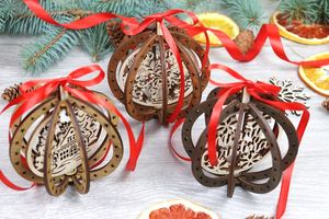 Colección de Adornos Navideños de Madera, Ecológicos, Cortados con Láser, Impresión Personalizada, Decoraciones Modernas Colgantes para Árbol, Fiestas, Hogar - Product Image 6