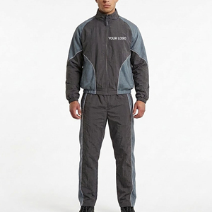 Survêtement léger en nylon sur mesure OEM, coupe-vent, avec logo imprimé personnalisé, blocs de couleur, 2 pièces, pour hommes - Product Image 5