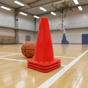 Conos de Entrenamiento Deportivos Apilables de Plástico Rojo con Base Cuadrada para Ejercicios de Agilidad en Fútbol, Marcado de Campo y Práctica de Fitness - Product Image 3