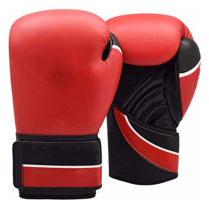 Gants de boxe en cuir PU personnalisés, professionnels, rouge et blanc, avec fermeture à boucle sécurisée, support de poignet, gants d'entraînement, fabrication en usine - Product Image 4
