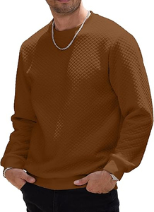 Men's Solid Brown Cotton Anti-Pilling Crew Knitted <b>Pullover</b> <b>Sweater</b> Full Sleeve Regular Fit Autumn Wear - Product Image 2