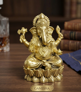 Ídolo de Ganesh Ji en Latón Puro, 100% Latón Hecho a Mano, Arte Ecológico, 4.5 x 4 x 7 cm, 95 g, Decoración para el Hogar y Regalos - Product Image 1