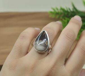 Natural Botswana Agate 925 Sterling Silver <b>Ring</b> Handmade Pear Shape Boho <b>Statement</b> <b>Ring</b> Unique Designer Jewelry Gift For Women - Product Image 2