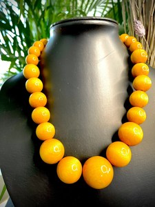 Resin Amber Color Beaded Necklace <b>Ball</b> Shape Religious Buddhism Prayer Jewelry Unisex Resin Material - Product Image 4