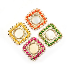 Handmade Brass Eco-Friendly Square Festive Tealight <b>Candle</b> Holder Set | Wholesale Customized Color Wedding Traditional Rangoli - Product Image 1