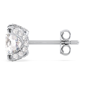 REYES Pendientes personalizados de oro blanco de 14 quilates con corte redondo y moissanita de 2,96 quilates con cierre de rosca para mujer, regalo perfecto, joyería fina - Product Image 4