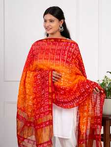 Dupatta en soie d'art de qualité supérieure pour femmes, dupatta ethnique traditionnelle de créateur, tissu doux, dupatta pour occasions spéciales - Product Image 2