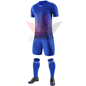 Ensemble de maillot de football bleu pour homme, manches courtes, uni, respirant, anti-UV, 100% polyester, coupe athlétique, toutes saisons - Product Image 4