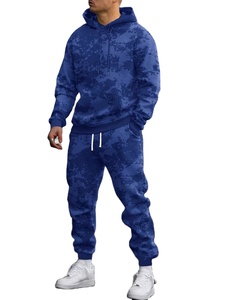 Ensemble sweat à capuche oversize et pantalon de survêtement côtelé pour homme, imprimé tie-dye, en molleton d'hiver 380g, sérigraphié - Product Image 2