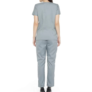 Conjunto de Uniforme Médico sin Mangas con Cuello Alto para Mujer, Blusa Mate para Enfermeras y Doctoras OEM, Conjunto de Uniforme Médico con Cuello en V Azul Marino para Mujer, Algodón - Product Image 4