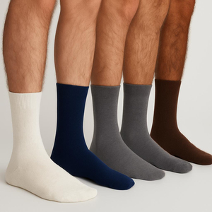 Chaussettes de ville classiques en coton de haute qualité pour homme, couleur unie, design élégant, pour le sport et les affaires. - Product Image 1