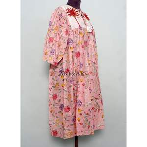 Vestidos Midi Boho de Verano con Estampado Floral Dulce de 2 Piezas, 100% Algodón, Cuello en V, Borlas, Manga Corta, Holgados e Informales - Product Image 4