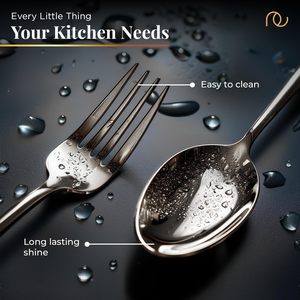 Couverts (Ensemble de 12, cuillères en acier inoxydable - 6 et fourchettes - 6), 100% qualité alimentaire, non toxiques, antirouille, compatibles lave-vaisselle - Product Image 3