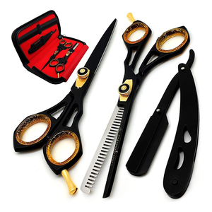 Juego de Tijeras de Peluquería Negras de Lujo, Kit de Tijeras de Corte y Texturizado con Mango Ergonómico Premium y Estuche de Almacenamiento - Product Image 5