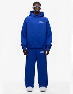 Ensemble de survêtement pour homme, hiver, imprimé, coupe super ample et courte, à épaules tombantes, avec sweat à capuche et pantalon de survêtement uni à jambes larges, en tissu Scuba, style streetwear - Product Image 1