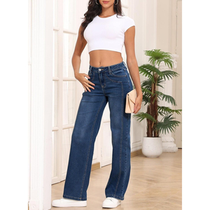 Women's Denim Jeans High Waist Straight Leg Regular Fit Medium Rise Breathable Eco-Friendly Summer Casual Wear Light Color Pants - Product Image 4