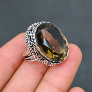 Smokey <b>Quartz</b> 925 Silver Luxury Gemstone <b>Ring</b> for Party Occasions - Product Image 2