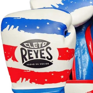 Gants de boxe professionnels Cleto Reyes, rouge, blanc, bleu, en cuir, fermeture velcro, équipement d'entraînement pour adultes - Product Image 2