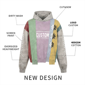 เสื้อฮู้ดดี้โอเวอร์ไซส์พิมพ์ลายสกรีนแบบพรีเมียม Glory บริการ OEM ผ้าคอตตอน 100% หนานุ่ม ซักกรด สำหรับผู้ชาย - Product Image 2