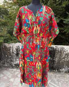 Floral Handblock Print Cotton Maxi Dress Boho <b>Balloon</b> Sleeve Long Summer Dress Handmade Indian Block Print Beach Vacation Outfit - Product Image 2