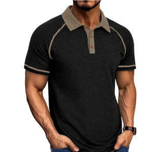 Polo tendance décontracté à blocs de couleur en coton premium respirant, de haute qualité, durable et élégant - Product Image 3