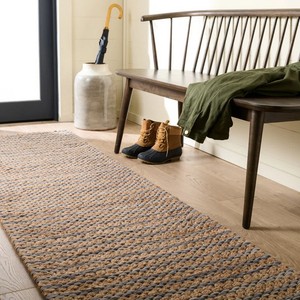 Alfombra de Yute Trenzada a Mano con Patrón Geométrico, Estilo Rústico, Base Antideslizante de Goma, para Pasillo - Product Image 2