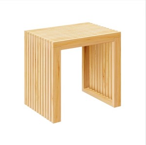 Natural Slatted Wooden Shower Bench <b>Stool</b> Waterproof Footrest Accent Side Table <b>For</b> <b>Bathroom</b> Home Hotel Decor Wholesale - Product Image 1