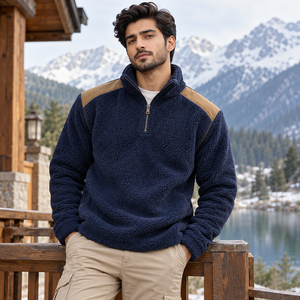 Classic Style Ideal For Cold Weather Travel <b>Walking</b> <b>Men</b> Sherpa <b>Fleece</b> Jacket Warm Sherpa Material Soft Comfortable Construction - Product Image 1