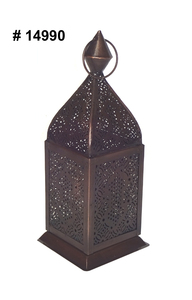 Hanging Copper <b>Moroccan</b> Hexagonal Metal Lantern Perforated Floral Dome Drop Finial Cutout Frame Ring Handle Hanging <b>Decor</b> - Product Image 5