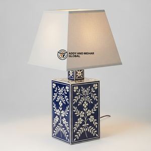 Lanterne de table personnalisée en os incrusté, motif floral traditionnel, base de lampe sur mesure pour la décoration intérieure, avec étiquetage privé - Product Image 1