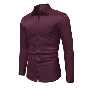 Chemise habillée ajustée pour homme, col ouvert, poignets boutonnés, tissu doux, respirant, imperméable et à séchage rapide, idéale pour les réunions de printemps - Product Image 2