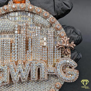 Pendentif Hip Hop personnalisé pour homme et femme avec diamants de laboratoire sertis à la main, plaqué or 18 carats, argent 925 - Product Image 4
