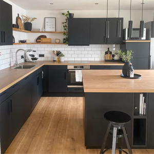 Armoires de cuisine modernes de luxe en bois de chêne, sans cadre, en forme de L, à finition brillante, personnalisées par JY Project, best-seller - Product Image 6