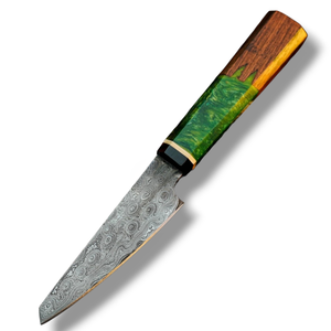 Couteaux de chef en acier Damas en gros avec lame pointue et affûtée, finition en acier à motifs uniques et manche en résine de bois pour professionnels - Product Image 2