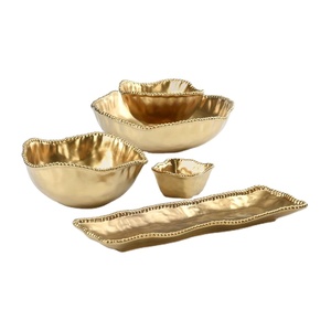 Trending Monte Carlo Archives Decorative Gold Bowls <b>Set</b> with <b>Beaded</b> Edges for Elegant Table Decor and Serving - Product Image 1