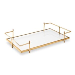Premium Wooden Serving Tray with Gold Metal Handles Decorative Scalloped Edge <b>Coffee</b> <b>Table</b> Tray Home Hotel Restaurant - Product Image 2