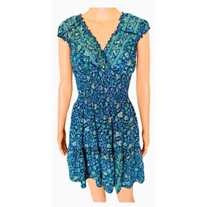Vestido coreano de primavera para mujer, cómodo, línea A, hasta la rodilla, de seda, con cuello en V, sin mangas, con volantes, estampado floral, sexy, lindo, dulce, estilo Y2K - Product Image 1