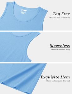 Men's Solid Color Quick Dry Polyester Sleeveless Tank Top O-Neck Casual Knitted Muscle <b>Vest</b> Light Blue - Product Image 3