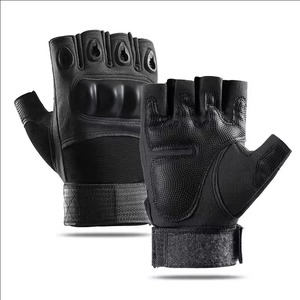 Gants tactiques en cuir demi-doigts avec fermeture auto-agrippante antidérapants pour le tir à l'air comprimé, la chasse, la randonnée, le cyclisme, la conduite et la moto - Product Image 1