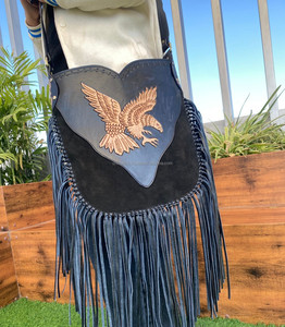 2024 Wholesale High Quality Hand Tooled Suede Leather Fringe Crossbody <b>Bag</b> Eagle Tooling Hippie Boho Women's <b>Large</b> <b>Shoulder</b> <b>Bags</b> - Product Image 2