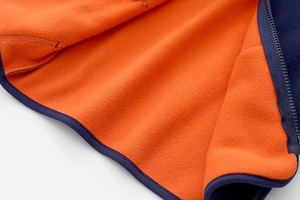 Custom Kids Double Layer Polar Fleece <b>Jacket</b> Navy Blue Orange Stand Collar Full Zip Up Children Outdoor Warm Soft Coat - Product Image 3